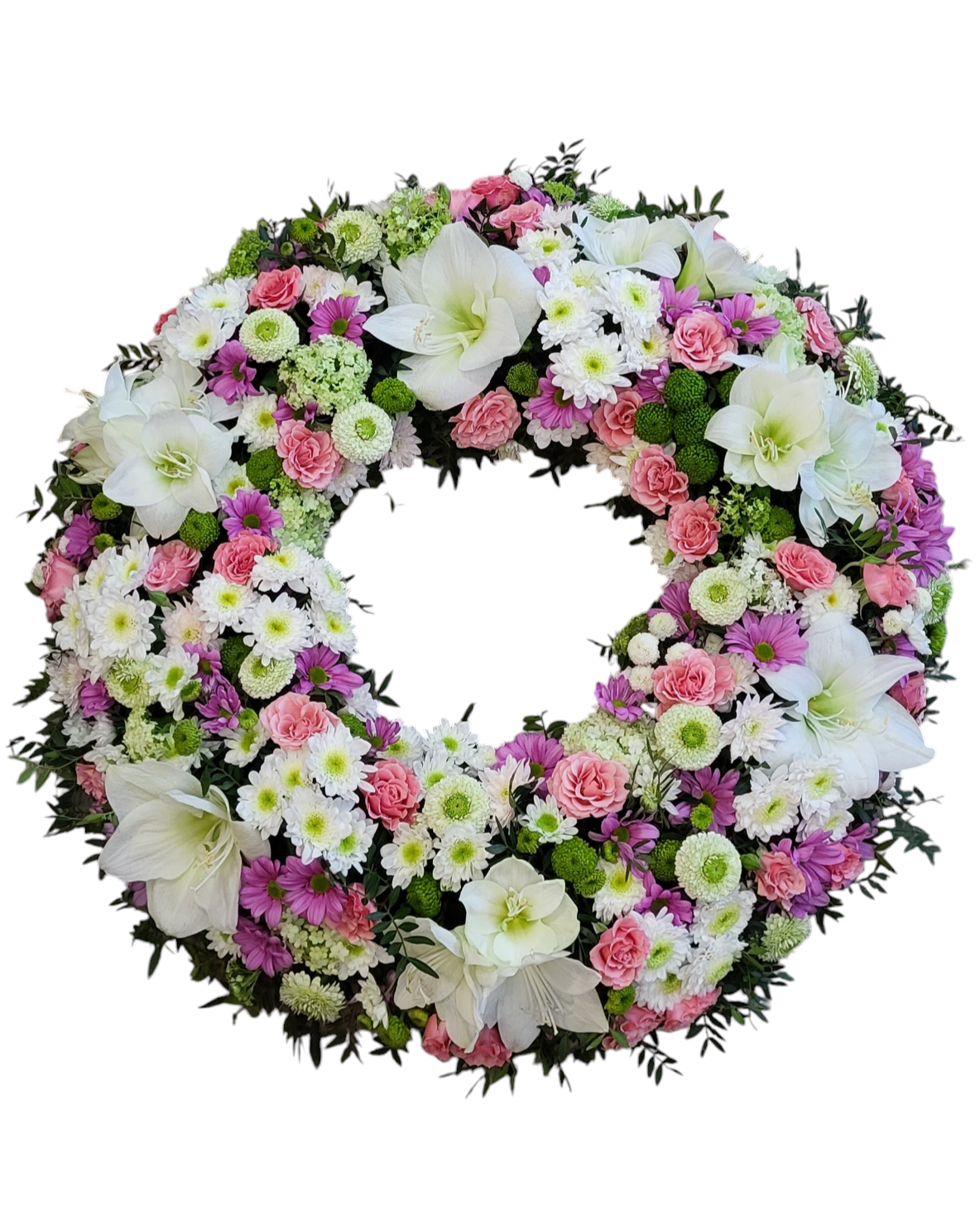 Coroana funerara rotuna Memory - Diametru 40 cm.